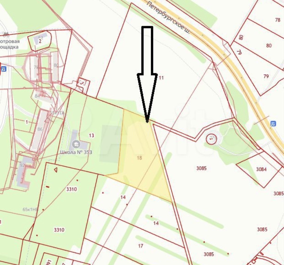 Земельный участок 2,08 га в поселке Шушары (Санкт-Петербург)